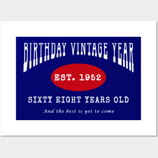 Birthday Vintage Year - Sixty Eight Years Old Posters and Art